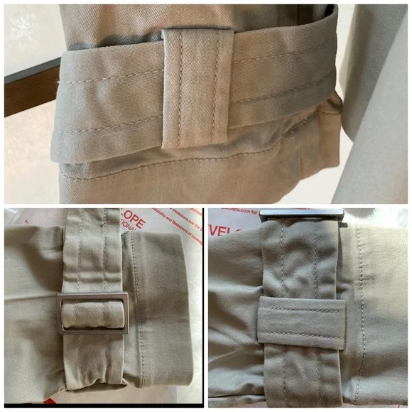 Joan Rivers (QVC) Double Breasted Short Trench Coat ~ Khaki Cotton ~ Size M - Picture 14 of 16